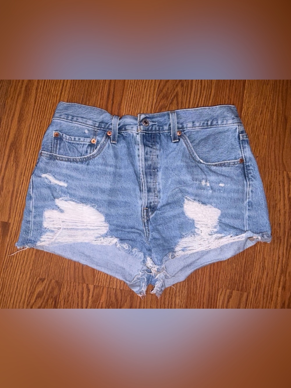 Levi's Light Blue Distressed Jean Shorts